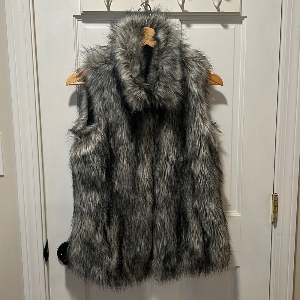 Faux fur White House Black Market vest.
